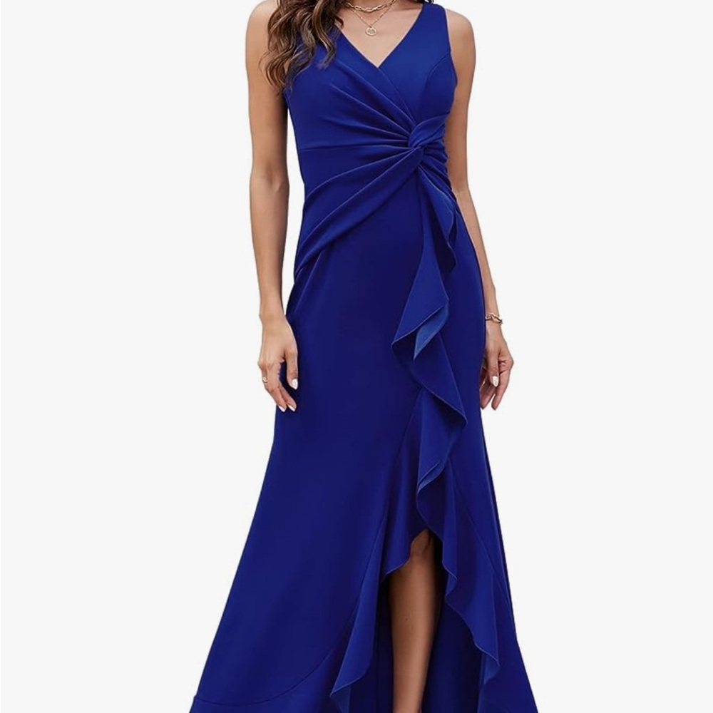 Royal Blue wedding guest dress with split 🦋
